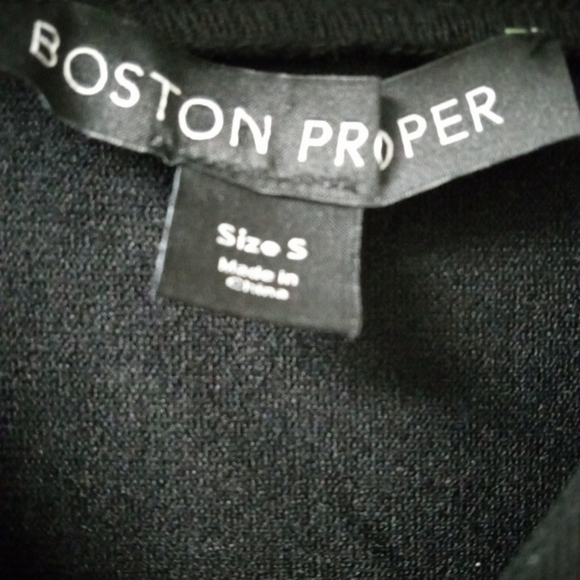 Boston Proper Open Shoulder Elegant Classy Business Casual LS Solid Black Top S - Picture 6 of 10